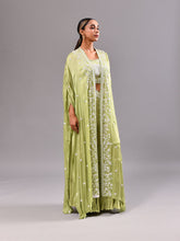 White Embroidered Long Cape Indo